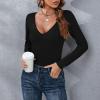 imageZando Womens Fringe One Shoulder Bodysuit Nashville Outfits Top Tank Sexy Bodysuits for Women Western Outfit Going OutB Deep V Neck Black