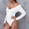 imageZando Womens Fringe One Shoulder Bodysuit Nashville Outfits Top Tank Sexy Bodysuits for Women Western Outfit Going OutB Deep V Neck White