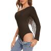 imageZando Womens Fringe One Shoulder Bodysuit Nashville Outfits Top Tank Sexy Bodysuits for Women Western Outfit Going OutBrown