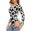 imageZando Womens Fringe One Shoulder Bodysuit Nashville Outfits Top Tank Sexy Bodysuits for Women Western Outfit Going OutCow Print
