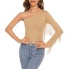 imageZando Womens Fringe One Shoulder Bodysuit Nashville Outfits Top Tank Sexy Bodysuits for Women Western Outfit Going OutNude