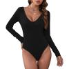 imageZando Womens Fringe One Shoulder Bodysuit Nashville Outfits Top Tank Sexy Bodysuits for Women Western Outfit Going OutB Deep V Neck Black