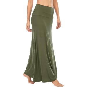 imageZando Long Skirts for Women Trendy Dresses High Waisted Maxi Skirt Casual Workout Stretchy Flared Flower Skirt for GirlsArmy Green