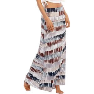 imageZando Long Skirts for Women Trendy Dresses High Waisted Maxi Skirt Casual Workout Stretchy Flared Flower Skirt for GirlsBlack Brown Striped