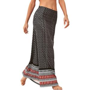 imageZando Long Skirts for Women Trendy Dresses High Waisted Maxi Skirt Casual Workout Stretchy Flared Flower Skirt for GirlsBlack Red