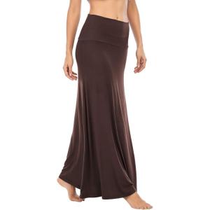 imageZando Long Skirts for Women Trendy Dresses High Waisted Maxi Skirt Casual Workout Stretchy Flared Flower Skirt for GirlsCoffee