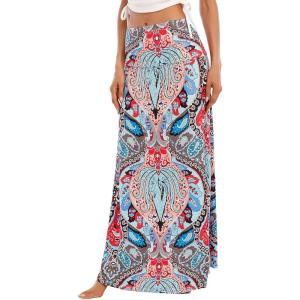 imageZando Long Skirts for Women Trendy Dresses High Waisted Maxi Skirt Casual Workout Stretchy Flared Flower Skirt for GirlsFloral Print