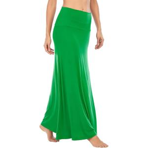 imageZando Long Skirts for Women Trendy Dresses High Waisted Maxi Skirt Casual Workout Stretchy Flared Flower Skirt for GirlsGrass Green