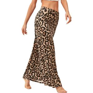 imageZando Long Skirts for Women Trendy Dresses High Waisted Maxi Skirt Casual Workout Stretchy Flared Flower Skirt for GirlsLeopard Print