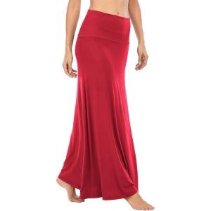 imageZando Long Skirts for Women Trendy Dresses High Waisted Maxi Skirt Casual Workout Stretchy Flared Flower Skirt for GirlsRed