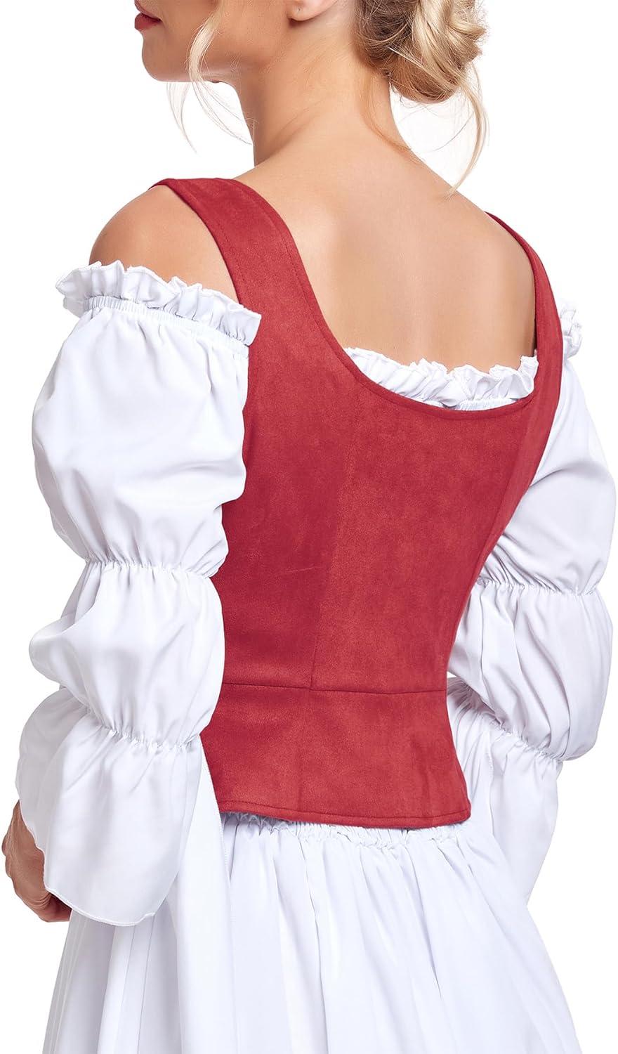 imageZando Renaissance Costume Women Pirate Medieval Viking Corsets Top Vintage Costume Steampunk Gothic Tank TopWine