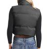 imageZando Cropped Puffer Vest for Women Fashion Oversized Lightweight Winter Vest Outerwear Sleeveless Zip Up Stand Collar Vest Jacket Gilet Padded Puffer Coat with Pockets Black Small
