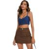 imageZando High Waisted Cargo Mini Skirt Y2K Bodycon Denim Mini Skirt Y2K Jean Skirt with Pockets Y2K Button Cargo SkirtD Brown