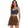 imageZando High Waisted Cargo Mini Skirt Y2K Bodycon Denim Mini Skirt Y2K Jean Skirt with Pockets Y2K Button Cargo SkirtD Brown