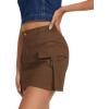 imageZando High Waisted Cargo Mini Skirt Y2K Bodycon Denim Mini Skirt Y2K Jean Skirt with Pockets Y2K Button Cargo SkirtD Brown
