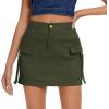 imageZando High Waisted Cargo Mini Skirt Y2K Bodycon Denim Mini Skirt Y2K Jean Skirt with Pockets Y2K Button Cargo SkirtE Army Green