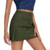 imageZando High Waisted Cargo Mini Skirt Y2K Bodycon Denim Mini Skirt Y2K Jean Skirt with Pockets Y2K Button Cargo SkirtE Army Green