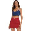 imageZando High Waisted Cargo Mini Skirt Y2K Bodycon Denim Mini Skirt Y2K Jean Skirt with Pockets Y2K Button Cargo SkirtF Red