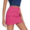 imageZando High Waisted Cargo Mini Skirt Y2K Bodycon Denim Mini Skirt Y2K Jean Skirt with Pockets Y2K Button Cargo SkirtHot Pink