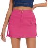 imageZando High Waisted Cargo Mini Skirt Y2K Bodycon Denim Mini Skirt Y2K Jean Skirt with Pockets Y2K Button Cargo SkirtHot Pink