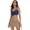 imageZando High Waisted Cargo Mini Skirt Y2K Bodycon Denim Mini Skirt Y2K Jean Skirt with Pockets Y2K Button Cargo SkirtKhaki