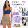 imageZando High Waisted Cargo Mini Skirt Y2K Bodycon Denim Mini Skirt Y2K Jean Skirt with Pockets Y2K Button Cargo SkirtKhaki