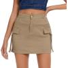 imageZando High Waisted Cargo Mini Skirt Y2K Bodycon Denim Mini Skirt Y2K Jean Skirt with Pockets Y2K Button Cargo SkirtKhaki