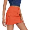 imageZando High Waisted Cargo Mini Skirt Y2K Bodycon Denim Mini Skirt Y2K Jean Skirt with Pockets Y2K Button Cargo SkirtOrange
