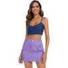 imageZando High Waisted Cargo Mini Skirt Y2K Bodycon Denim Mini Skirt Y2K Jean Skirt with Pockets Y2K Button Cargo SkirtPurple