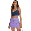 imageZando High Waisted Cargo Mini Skirt Y2K Bodycon Denim Mini Skirt Y2K Jean Skirt with Pockets Y2K Button Cargo SkirtPurple