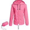imageZando Lightweight Rain Jacket Women Raincoat for Women Packable Rain Coat Windbreaker Rain Jackets Waterproof with HoodPlus Hot Pink