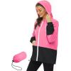 imageZando Lightweight Rain Jacket Women Raincoat for Women Packable Rain Coat Windbreaker Rain Jackets Waterproof with HoodPlus Hot Pink Black