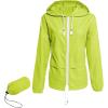 imageZando Lightweight Rain Jacket Women Raincoat for Women Packable Rain Coat Windbreaker Rain Jackets Waterproof with HoodPlus Neon Green
