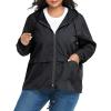 imageZando Lightweight Rain Jacket Women Raincoat for Women Packable Rain Coat Windbreaker Rain Jackets Waterproof with HoodPlus Solid Black