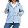 imageZando Lightweight Rain Jacket Women Raincoat for Women Packable Rain Coat Windbreaker Rain Jackets Waterproof with HoodPlus Solid Blue