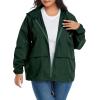 imageZando Lightweight Rain Jacket Women Raincoat for Women Packable Rain Coat Windbreaker Rain Jackets Waterproof with HoodPlus Solid Dark Green