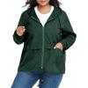 imageZando Lightweight Rain Jacket Women Raincoat for Women Packable Rain Coat Windbreaker Rain Jackets Waterproof with HoodPlus Solid Dark Green
