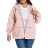 imageZando Lightweight Rain Jacket Women Raincoat for Women Packable Rain Coat Windbreaker Rain Jackets Waterproof with HoodPlus Solid Pink