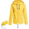 imageZando Lightweight Rain Jacket Women Raincoat for Women Packable Rain Coat Windbreaker Rain Jackets Waterproof with HoodYellow Raincoat