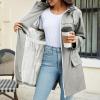 imageZando Packable Rain Jacket Women Waterproof Long Rain Coat Lightweight with Hood Windbreaker Jackets Outdoor Trench CoatA05 Grey