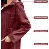 imageZando Packable Rain Jacket Women Waterproof Long Rain Coat Lightweight with Hood Windbreaker Jackets Outdoor Trench CoatA06 Wine Red