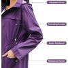 imageZando Packable Rain Jacket Women Waterproof Long Rain Coat Lightweight with Hood Windbreaker Jackets Outdoor Trench CoatA07 Purple