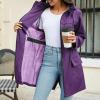 imageZando Packable Rain Jacket Women Waterproof Long Rain Coat Lightweight with Hood Windbreaker Jackets Outdoor Trench CoatA07 Purple