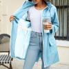 imageZando Packable Rain Jacket Women Waterproof Long Rain Coat Lightweight with Hood Windbreaker Jackets Outdoor Trench CoatA08 Light Blue