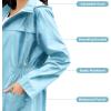 imageZando Packable Rain Jacket Women Waterproof Long Rain Coat Lightweight with Hood Windbreaker Jackets Outdoor Trench CoatA08 Light Blue