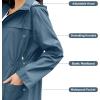 imageZando Packable Rain Jacket Women Waterproof Long Rain Coat Lightweight with Hood Windbreaker Jackets Outdoor Trench CoatA09 Light Blue
