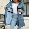 imageZando Packable Rain Jacket Women Waterproof Long Rain Coat Lightweight with Hood Windbreaker Jackets Outdoor Trench CoatA09 Light Blue