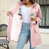 imageZando Packable Rain Jacket Women Waterproof Long Rain Coat Lightweight with Hood Windbreaker Jackets Outdoor Trench CoatA10 Pink