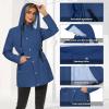 imageZando Raincoat for Women Rain Jackets for Women Waterproof Lightweight Windbreaker Outdoor Hooded Trench Coat Long Rain CoatsNavy Blue