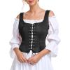 imageZando Renaissance Costume Women Pirate Medieval Viking Corsets Top Vintage Costume Steampunk Gothic Tank TopBlack